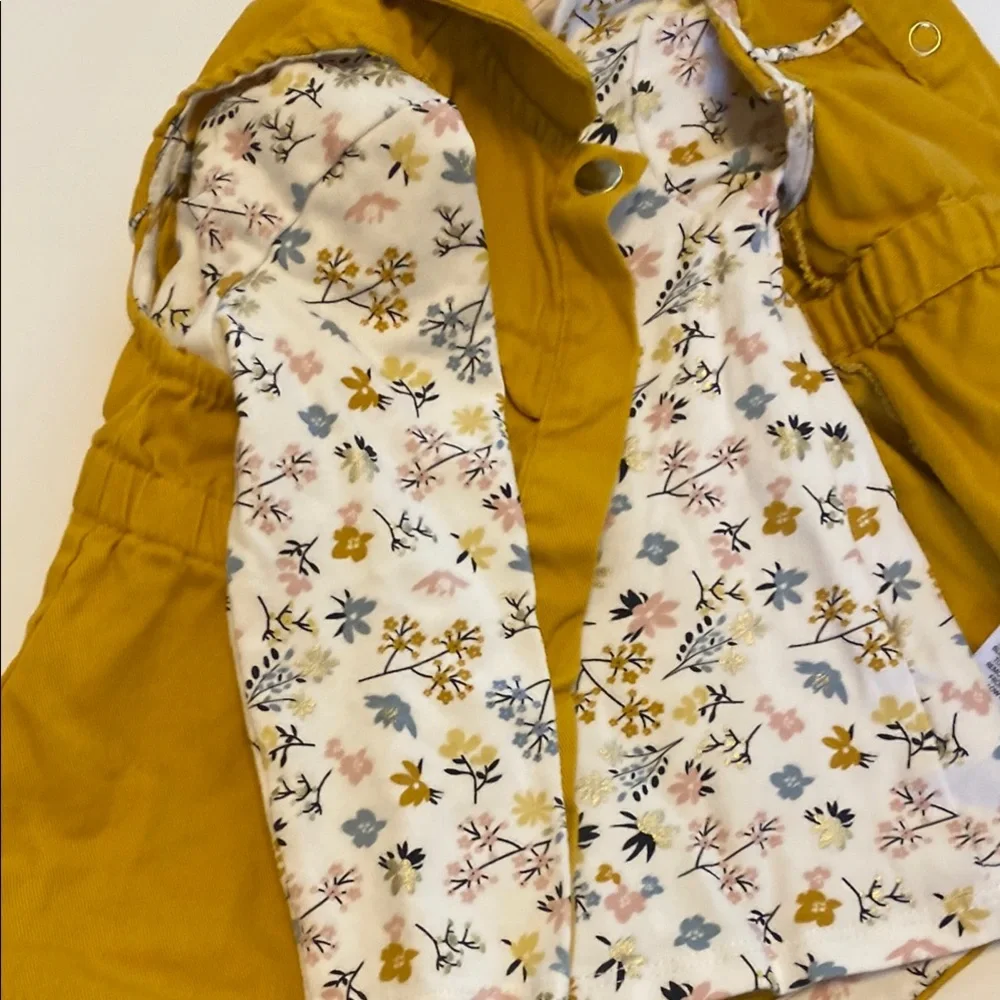 Isaac Mizrahi Mustard Yellow Vest with Floral Long Sleeve Shirt Size 12 MOS - Picture 4 of 8